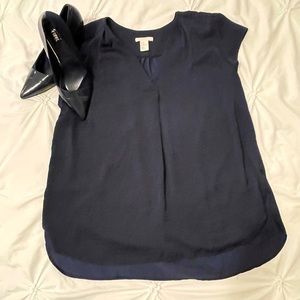 H&M navy blue, cap sleeve blouse